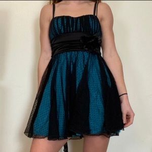 Blue and black dress